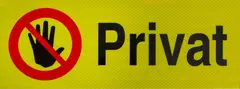 Skilt "Privat" med håndsymbol 400x150mm
