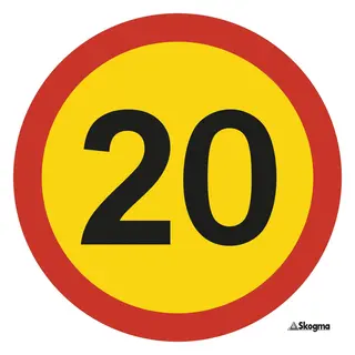 Ledskilt - hastighetsbegrensning rundt 20
