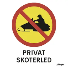 Ledskilt - Forbud mot scooter. Privat. Privat scooterled