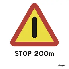 Ledskilt - varsel stop 200m