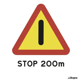 Ledskilt - varsel stop 200m