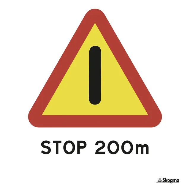 Ledskilt - varsel stop 200m | Skogsutstyr | Norlog AS